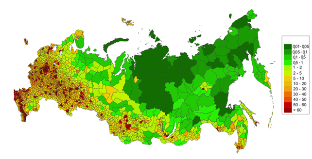 Map of Russia-population density [CC BY-SA 3.0 (#