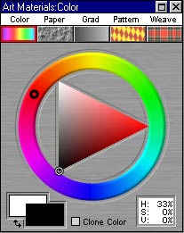 Painter 5.5: цветовой круг и треугольник свойств цвета