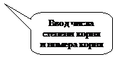 Скругленная прямоугольная выноска: Ввод числа степени корня и номера корня
