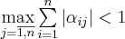 \mathop {\max }\limits_{j = \overline {1,n} } \sum\limits_{i = 1}^n {\left| {\alpha _{ij} } \right| &lt; 1}