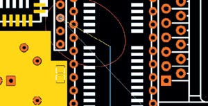 Анализ наводок в соседних проводниках при прокладке трассы в пакете Expedition PCB.