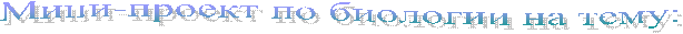 Мини-проект по биологии на тему: 