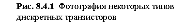 Подпись: Рис. 8.4.1  Фотография некоторых типов дискретных транзисторов