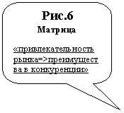 Скругленная прямоугольная выноска: Рис.6
Матрица
«привлекательность рын-ка=>преимущества в конкуренции»

