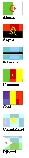 Подпись:  
Algeria

 
Angola

 
Botswana

 
Cameroon

 
Chad

 Congo(Zaire)

 
Djibouti


