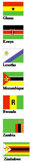 Подпись:  
Ghana

 
Kenya

 
Lesotho

 
Mozambique

 
Rwanda

 
Zambia

  Zimbabwe
