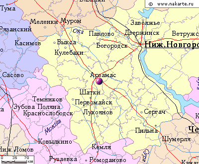Карта окрестностей города Арзамас от НаКарте.RU