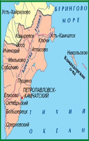 политическая карта Камчатской области