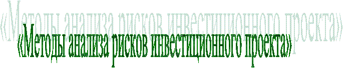 «Методы анализа рисков инвестиционного проекта»