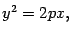$\displaystyle y^2=2px,$