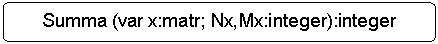 Блок-схема: альтернативный процесс: Summa (var x:matr; Nx,Mx:integer):integer