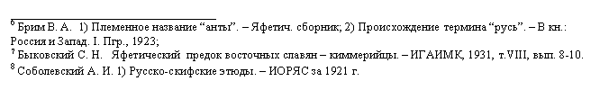 Подпись: __________________________________
6 Брим В. А.  1) Племенное название “анты”. – Яфетич. сборник; 2) Происхождение термина “русь”. – В кн.:  Россия и Запад. I. Пгр., 1923;
7 Быковский С. Н.   Яфетический  предок восточных славян – киммерийцы. – ИГАИМК, 1931, т.VIII, вып. 8-10.
8 Соболевский А. И. 1) Русско-скифские этюды. – ИОРЯС за 1921 г. 
