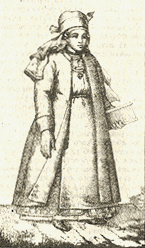 Українськи типи: селянка. Гравюра Т.Калинського(XVIII ст.)