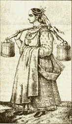 Українськи типи: селянка. Гравюра Т.Калинського(XVIII ст.)