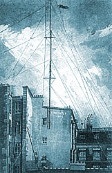 Здание и антенная мачта фирмы Э. Дюкрете в Париже, выпускавшей радиостанции системы А. С. Попова с 1898 по 1906 гг.