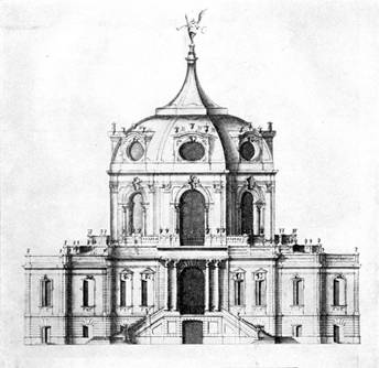 48. С. И. Чевакинский. Проект павильона Монбеж в Царском Селе, 1748 г. Фасад. Ленинград, Государственный Эрмитаж.