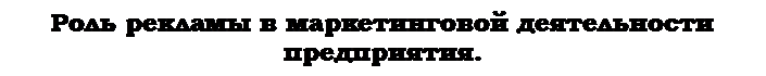 Подпись: Роль рекламы в маркетинговой деятельности предприятия.