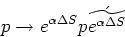 \begin{displaymath}p \rightarrow e^{\alpha \Delta S} p \acute{\widetilde{ e^{\alpha \Delta S} }}\end{displaymath}