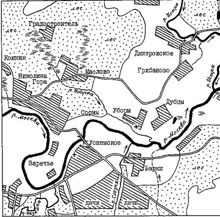 Карта ближайших окрестностей Николиной Горы