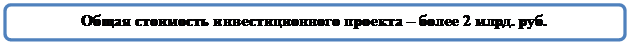 Скругленный прямоугольник: Общая стоимость инвестиционного проекта – более 2 млрд. руб.