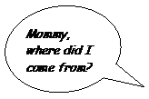 Овальная выноска: Mommy, where did I come from?