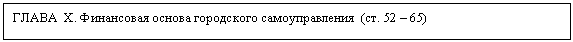 Подпись: ГЛАВА X. Финансовая основа городского самоуправления (ст. 52 – 65)
