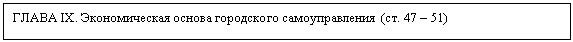 Подпись: ГЛАВА IX. Экономическая основа городского самоуправления (ст. 47 – 51)