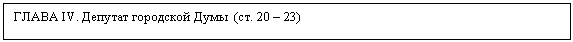 Подпись: ГЛАВА IV. Депутат городской Думы  (ст. 20 – 23)

