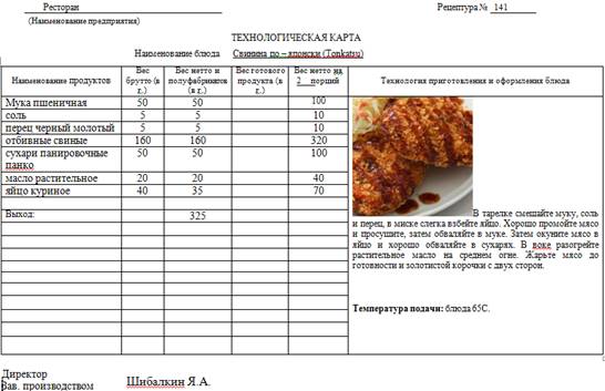 Курсовая работа по теме Организация процесса приготовления сложных горячих блюд из морепродуктов