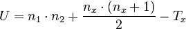 U=n_1\cdot n_2+\frac{n_x\cdot (n_x+1)}{2}-T_x