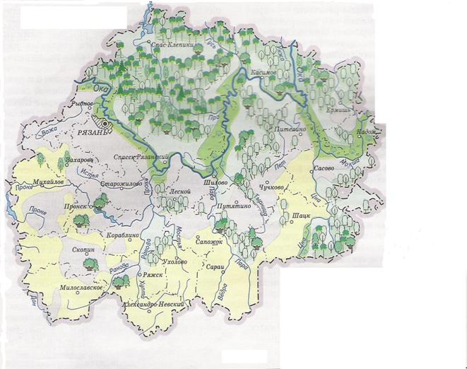 Охраняемые природные территории тульской области. Природные зоны Рязанской области карта. Карта растительности Рязанской области. Карта Рязанской области с лесами. Карта лесов Рязанской области.