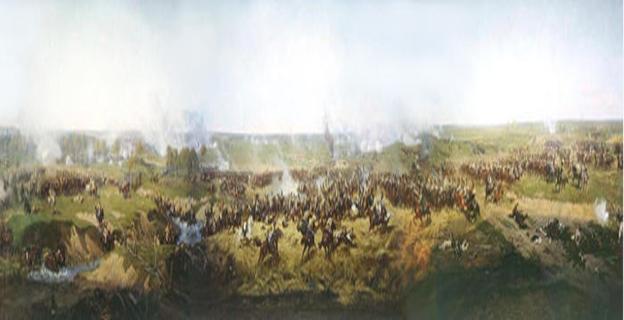 Атака русских кирасир под Бородино. Фрагмент панорамы Бородинского сражения. Ф. Рубо, 1912 г.