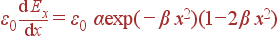 \varepsilon_0 \frac{{\rm d}E_x}{{\rm d}x} = \varepsilon_0 \alpha \exp(-\beta x^2)(1-2\beta x^2)
