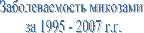 Заболеваемость микозами за 1995 - 2007 г.г.