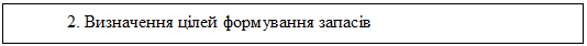 Подпись: 2. Визначення цілей формування запасів
