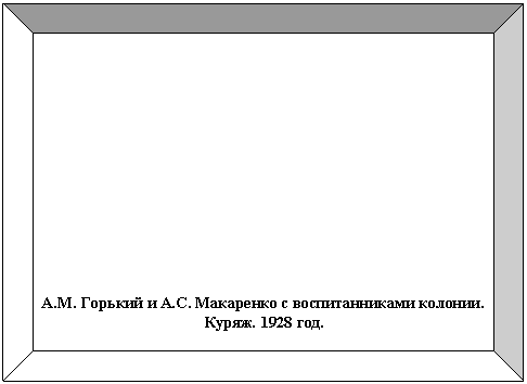 Багетная рамка: А.М. Горький и А.С. Макаренко с воспитанниками колонии. Куряж. 1928 год.


