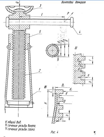 Описание устройства винтового домкрата