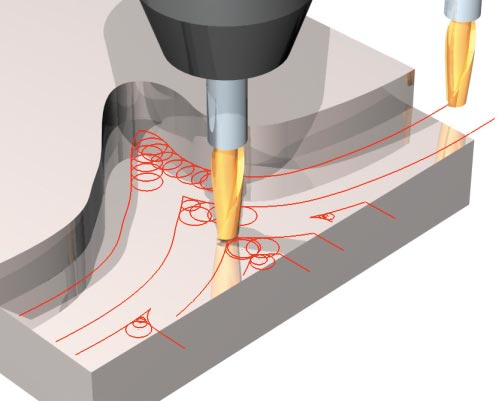 Рис. 16. Трохоидальная обработка в стесненных зонах