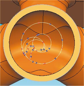 Рис. 18. Опция PowerMILL Вписать дуги позволяет перераспределить точки траектории с целью повышения фактической скорости подачи и снизить станочное время