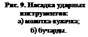 Подпись:  Рис. 9. Насадка ударных инструментов:
а) молотка-кулачка;
б) бучарды.

