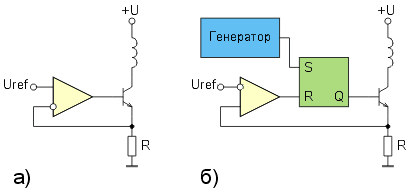 Различные схемы ключевой стабилизации тока.