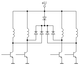 Пример реализации быстрого спада тока для униполярного двигателя.