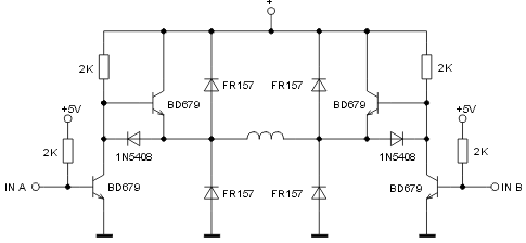 Реализация мостового драйвера на дискретных компонентах.