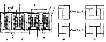 Трехфазный трансформатор с бронестержневой магнитной системой