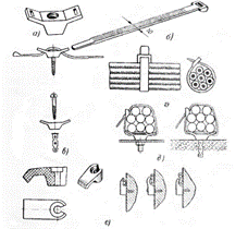 Пластмассовые закрепы, скобы, зубчатые полоски