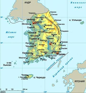 Карта Южной Кореи